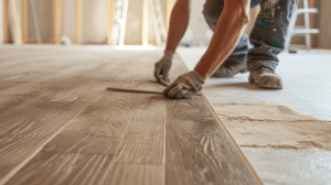 Light Pine wood flooring being installed